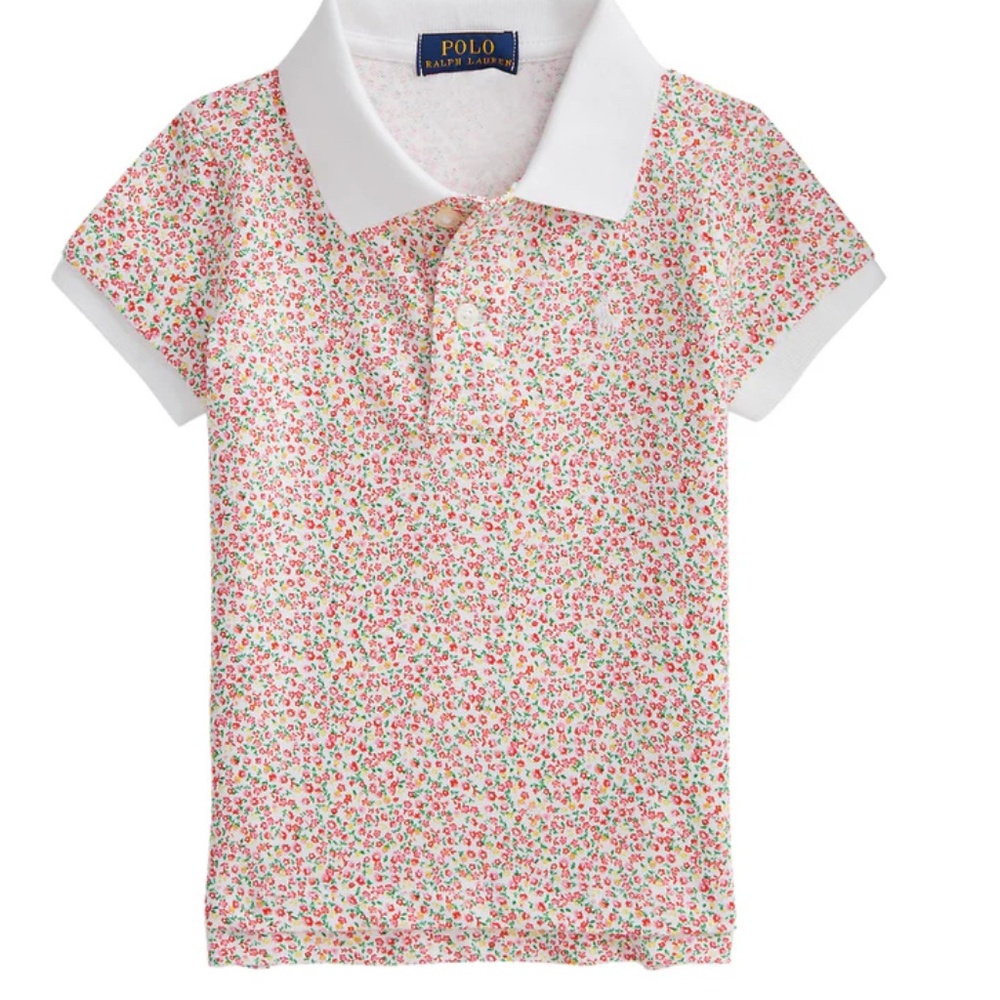 Girl’s Polo Ralph Lauren Floral Stretch Mesh Polo T-Shirt 🌺